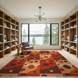 Terracotta Abstract Organic Shapes Area Rug