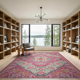 Vibrant Pink Persian Floral Area Rug
