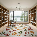 Autumn Leaves Berries Pattern Area Rug