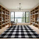 Distressed Black White Checkered Distressed Vintage Area Rug