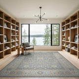 Grey Traditional Persian Area Rug with Floral Motifs
