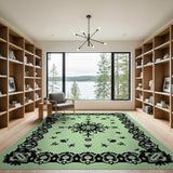 Mint Green Floral Lace Mandala Area Rug