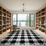 Bold Black White Houndstooth Area Rug