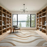 Flowing Beige Wave Abstract Area Rug
