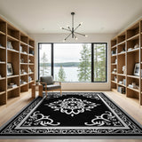 Black and White Mandala Ornate Black White Persian Mandala Rug