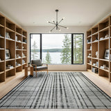 Distressed Black White Plaid No. 8 Area Rug
