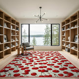 Red Red Cherry Fruit Pattern Area Rug