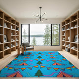Rainbow Camping Tent Kids Area Rug