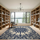 Navy Mandala Floral Persian Area Rug