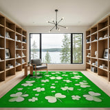 Lucky White Shamrock Green Area Rug
