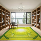 Yellow Sunburst Geometric Area Rug
