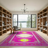 Vibrant Pink Celestial Geometric Rug