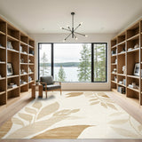 Beige Leaf Area Rug