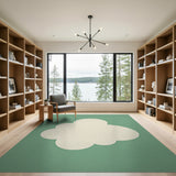 Whimsical White Cloud Green Area Rug