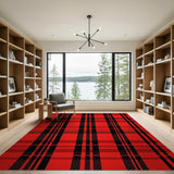 Geometric Modern Red Bold Red Black Buffalo Plaid Area Rug