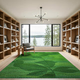 Lush Green Leaf Pattern Area Rug