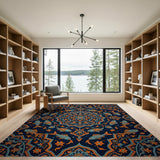 Navy Koi Fish Persian Area Rug