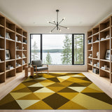 Yellow Geometric Triangle Area Rug