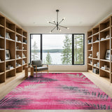 Pink Palm Frond Distressed Vintage Area Rug