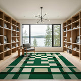 Green Plaid Grid Geometric Area Rug