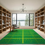 Green PCB Circuit Board Geometric Area Rug