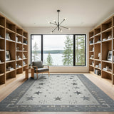 Grey Star Motif Heritage Tribal Rug