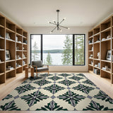 Emerald Green Geometric Cross Rug