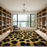 Vibrant Yellow Leopard Print Boho Area Rug