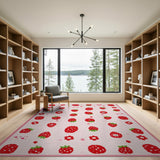 Cute Strawberry Pixel Crochet Area Rug