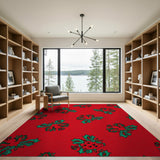 Festive Red Holly Leaf Area Rug
