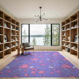 Purple Pink Floral Swirl Area Rug