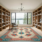 Teal Coral Floral Persian Area Rug