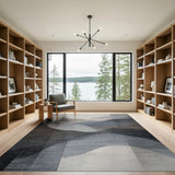 Abstract Layered Grey Hills Area Rug