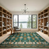 Teal Southwestern Geometric Area Rug
