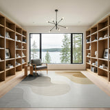 Abstract Wavy Beige Neutral Area Rug