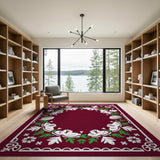 Red Floral Cutout Wreath Area Rug