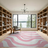 Fluid Pink Wavy Abstract Area Rug