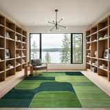 Green Geometric Overlap Area Rug