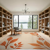 Orange Autumn Leaves Framed Area Rug