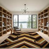 Modern Brown Tan Geometric Zigzag Area Rug