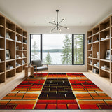 Fiery Glitch Brick Geometric Area Rug