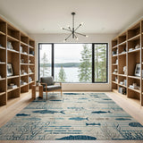 Blue Teal Fish Silhouette Coastal Area Rug