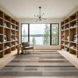 Brown Tan Horizontal Striped Geometric Area Rug