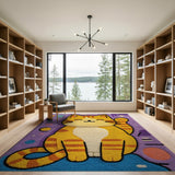 Playful Waving Orange Cat Tufted Area Rug