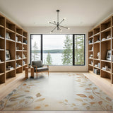 Delicate Beige Vine Leaf Border Rug