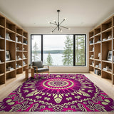 Purple Vibrant Purple Mandala Boho Area Rug