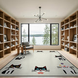 Whimsical Black Cats 'C' Kids Cartoon Rug
