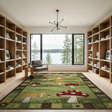 Kids Cartoon Whimsical Mushroom Meadow Area Rug
