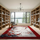 Red Border Plum Blossom Oriental Area Rug