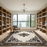 Cream Ornate Persian Medallion Area Rug